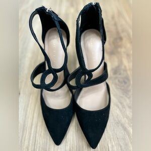 Kelly & Katie Evie Dress Pump Black 9 M Back Velvet Heels Strappy New